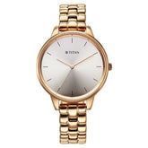 Titan Women's Analog Watch Grey Dial With Rose Gold Stainless Steel Strap , 2648WM10